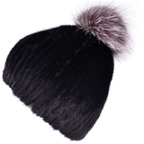 THICK MINK FUR HAT WITH FOX FUR TRIM - B ANN'S BOUTIQUE