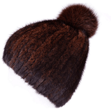THICK MINK FUR HAT WITH FOX FUR TRIM - B ANN'S BOUTIQUE