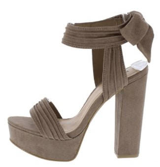 TOURNAMENT TAUPE PIN TUCK OPEN TOE ANKLE TIE HEEL - B ANN'S BOUTIQUE