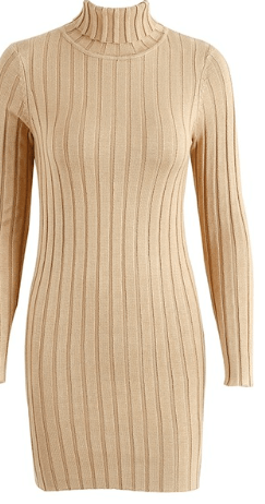 TURTLENECK RIBBED SWEATER DRESS - B ANN'S BOUTIQUE