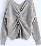 2-WAY KNITTED SWEATER -- V-NECK AND TWISTED BACK OR FRONT - B ANN'S BOUTIQUE