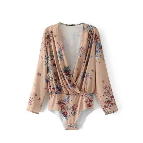 VINTAGE FLORAL WRAP BODYSUIT - B ANN'S BOUTIQUE, LLC