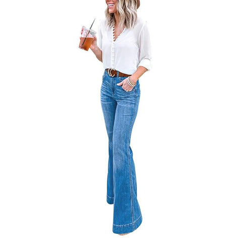 VINTAGE-INSPIRED BELL BOTTOM CUFFED JEANS - B ANN'S BOUTIQUE, LLC