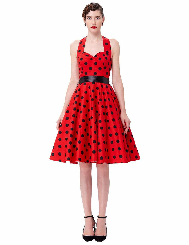 Vintage Polka-Dot Swing Dress XX-Large / Red with Black Polka Dots