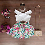 WHITE CRISSCROSS & SPRING MEADOWS SET - B ANN'S BOUTIQUE, LLC