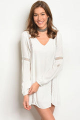 WHITE CROTCHET TUNIC DRESS