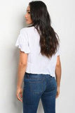 WHITE LINE CROPPED TIE UP TOP - B ANN'S BOUTIQUE, LLC
