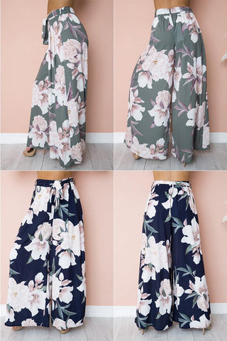 WIDE LEG FLORAL PANTS - B ANN'S BOUTIQUE, LLC