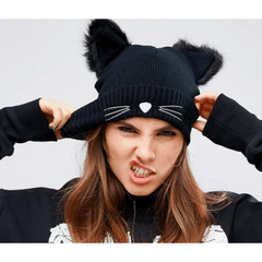 WOOLEN KNITTED KITTEN HAT