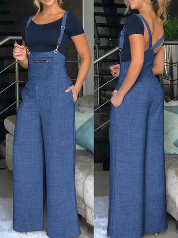 WOOLEN SUSPENDER JUMPSUIT WITH ZIPPERED POCKET - B ANN'S BOUTIQUE, LLC