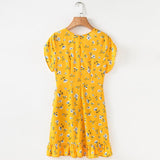 YELLOW FLORAL MINI ITS A WRAP DRESS - B ANN'S BOUTIQUE, LLC