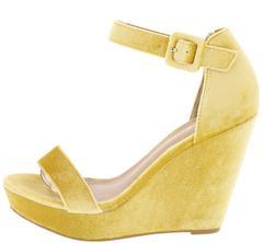 YELLOW VELVET WEDGES - B ANN'S BOUTIQUE