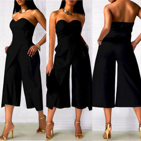 STRAPLESS OVERLAP ANKLE PANTS JUMPSUIT - B ANN'S BOUTIQUE, LLC